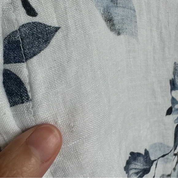 Lungo L'arno Linen Blue Floral Dress Size M With Pockets Midi Made in Italy - Picture 12 of 15